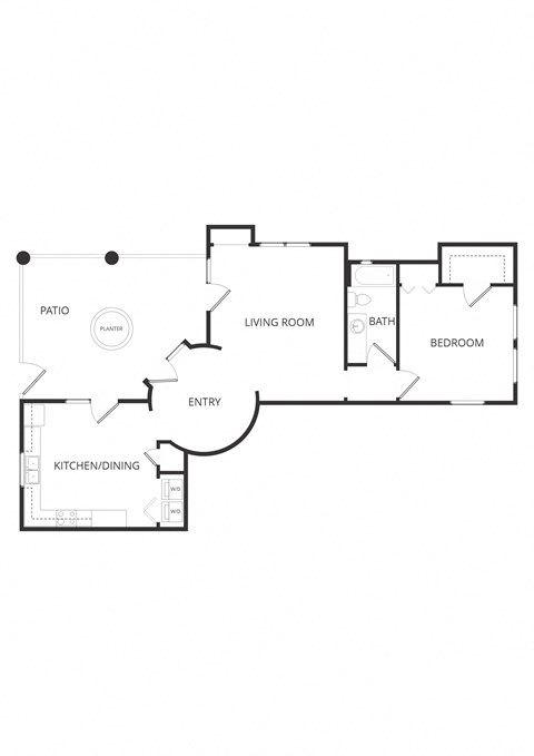 Floor plan for 1 bed, 1 bath, 1154 sqft
